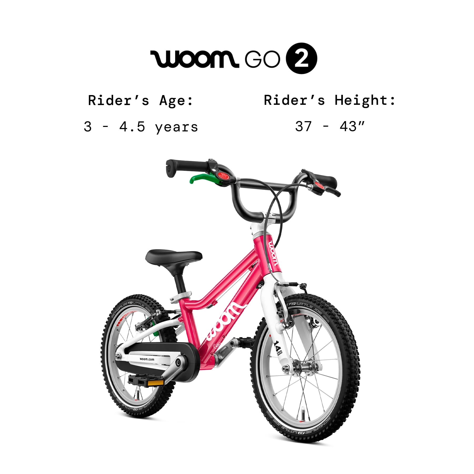 Amazon.com: woom GO 2 Bicycle for Children 3 to 4.5 Years Old, 14